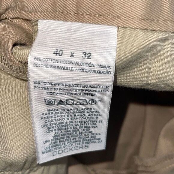 Dockers‎ Mens Khaki Pants D4 Pleated Cuffed Comfort Relaxed No Wrinkle Tan 40x32 - Picture 8 of 8